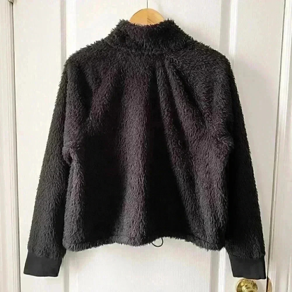 Calvin Klein Plush Sweater Cropped Fuzzy 1/4 Zip Pullover Black Size XL - Picture 4 of 16